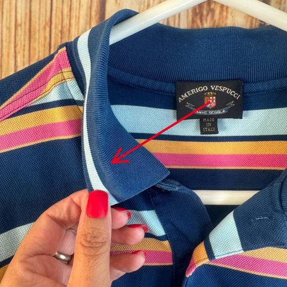 Amerigo Vespucci Men’s Short Sleeves with Pocket Striped Polo Shirt Size 2X - Picture 8 of 8